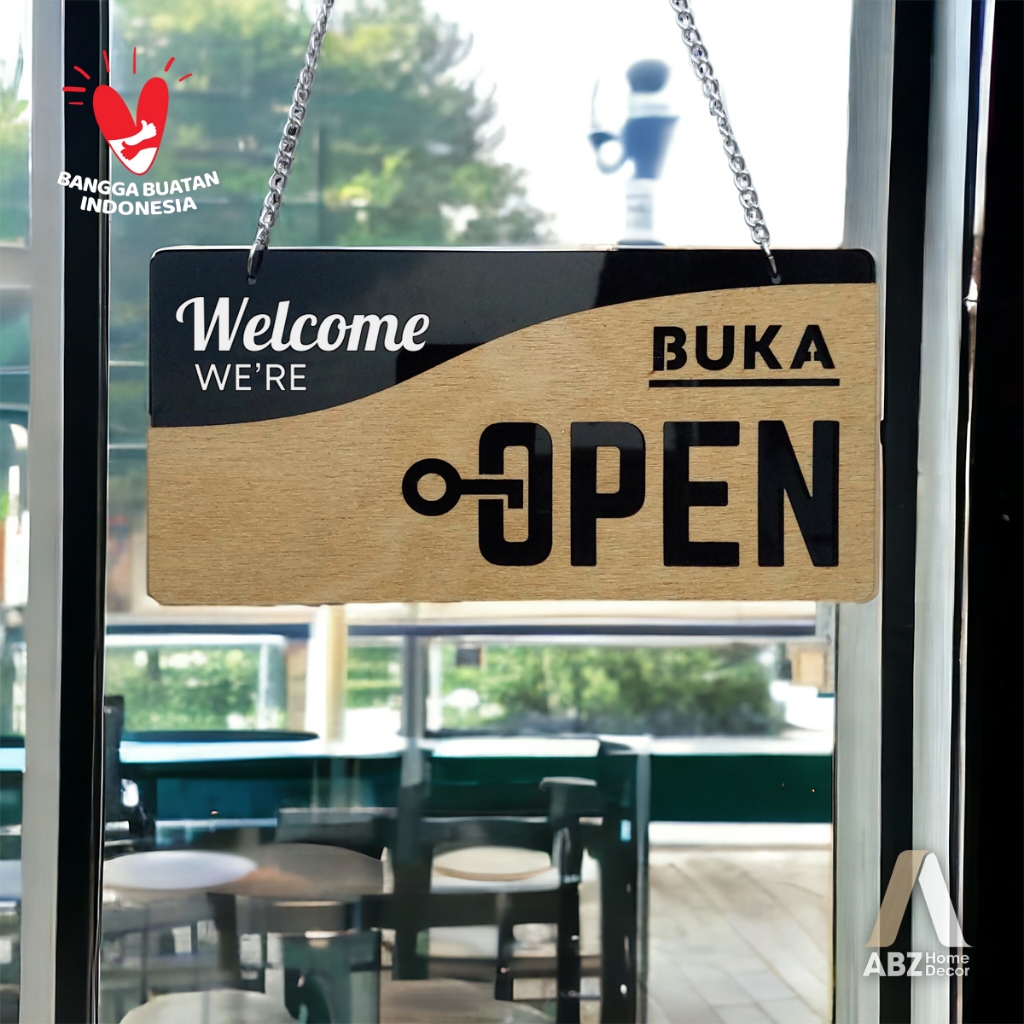 Jual Open Closed Sign - Papan Tanda Buka Tutup Akrilik Kayu Bolak Balik ...