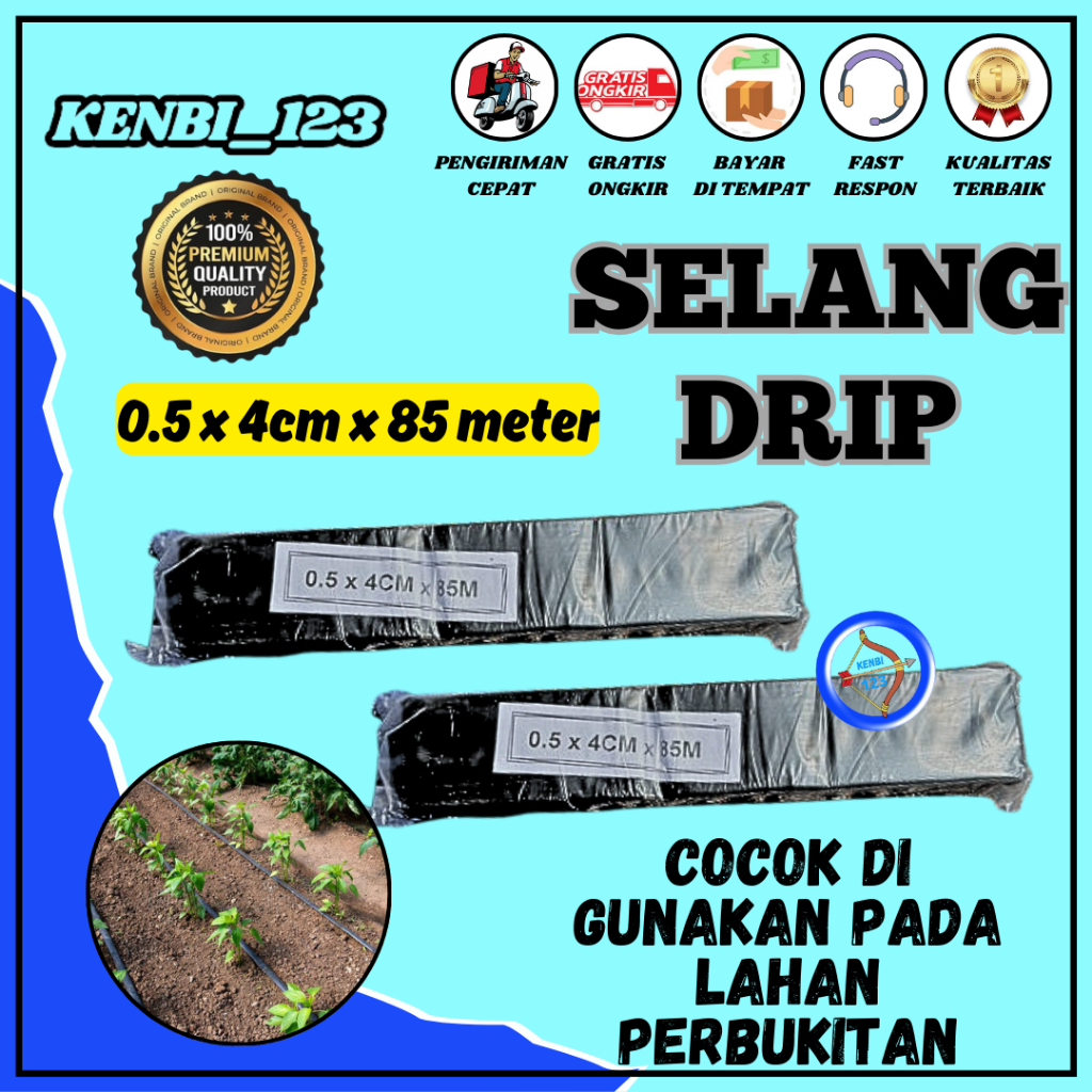 Selang Infus Pertanian Selang Drip 5 mikron 4cm 85 meter - Pipa 3/4 inch Warna hitam Selang Irigasi Selang Tanaman KENBI_123