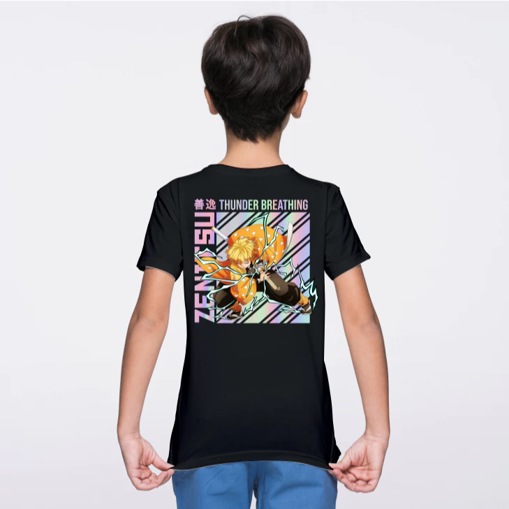 Baju Kaos  Anak Unisex Gambar Anime DEMON SLAYER ZENITSU AGATSUMA