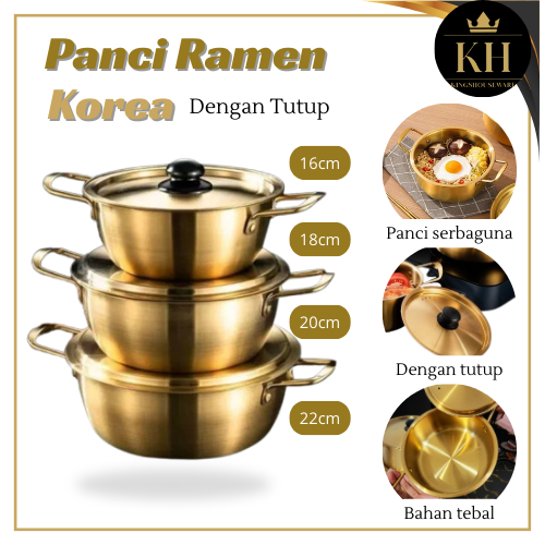 Jual KH - Panci Ramyun Ramen Korea Dengan Tutup 16,18,20,22cm Bahan ...