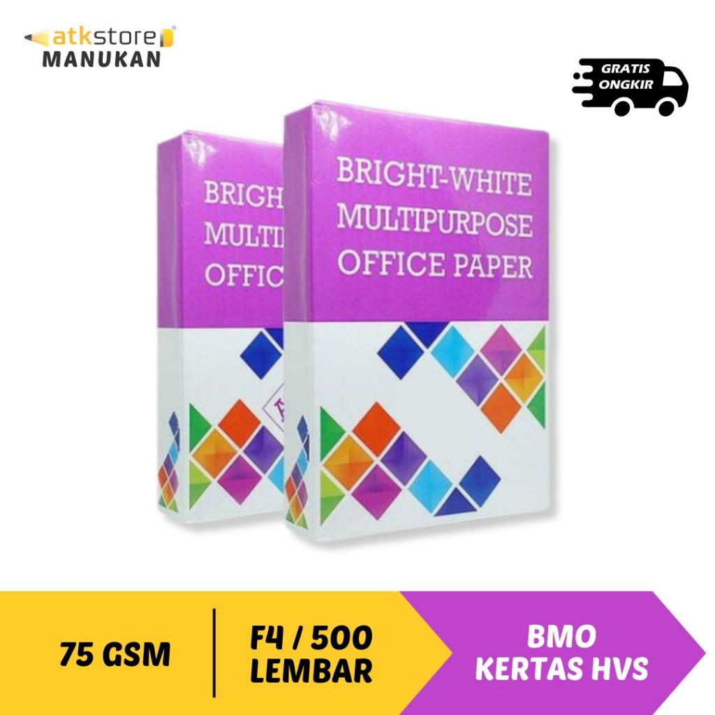 Jual BMO KERTAS HVS UKURAN F4 | 75 GSM | 1 RIM / 500 LEMBAR | KERTAS ...