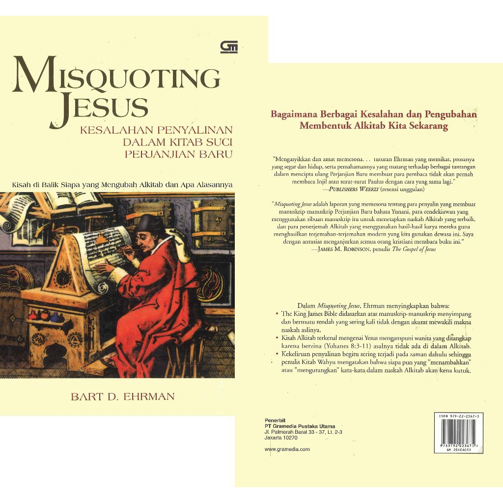 Jual BUKU MISQUOTING JESUS KESALAHAN PENYALINAN DALAM PERJANJIAN BARU ...