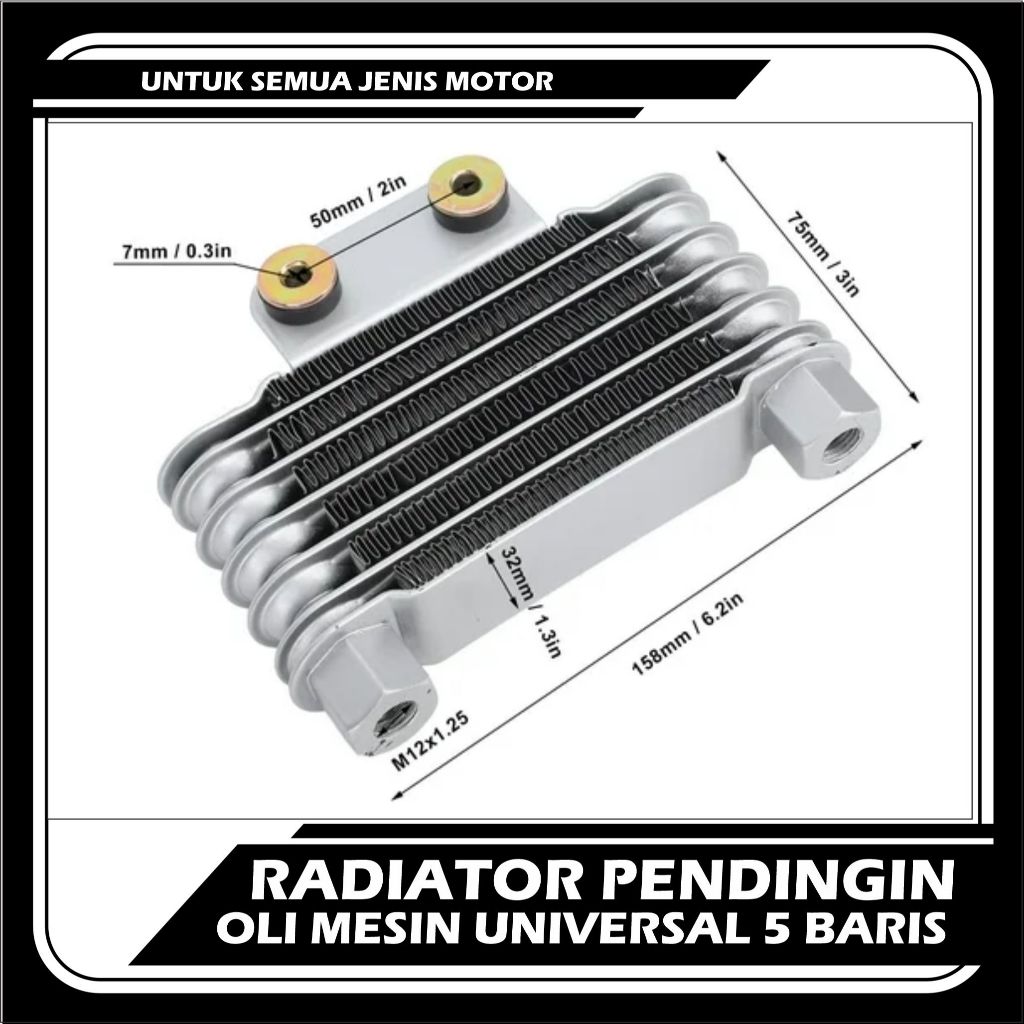 Jual Pengganti Radiator Pendingin Oli Mesin 5 Baris Engine Oil Cooler ...