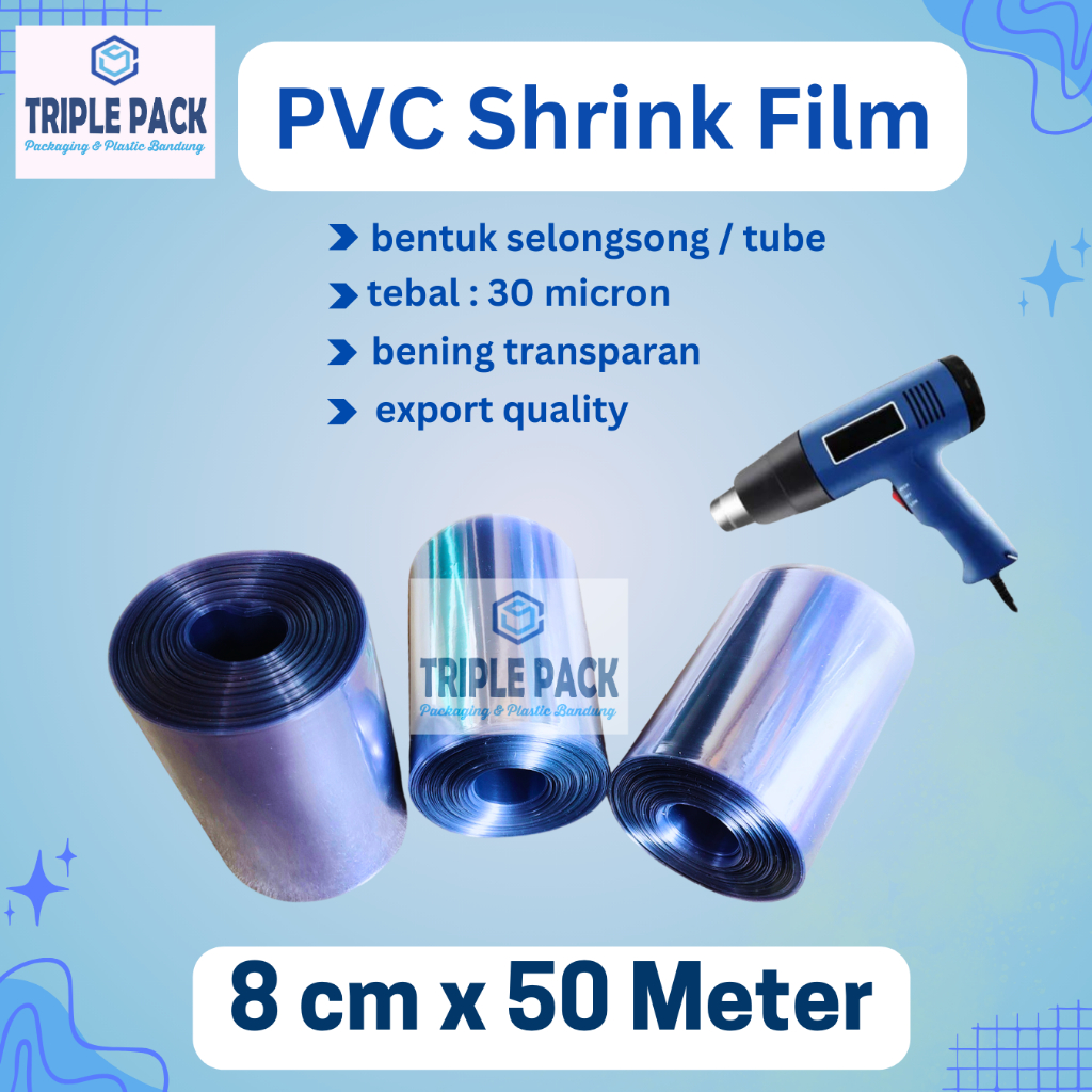 Jual Plastik Segel PVC Shrink Film 8 cm x 50 Meter Plastik Shrink Roll ...