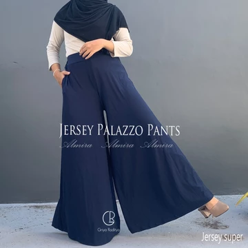 Celana Kulot Wanita Jersey Palazzo Pants Griyaraditya Almira Kulot Panjang Wide Pants