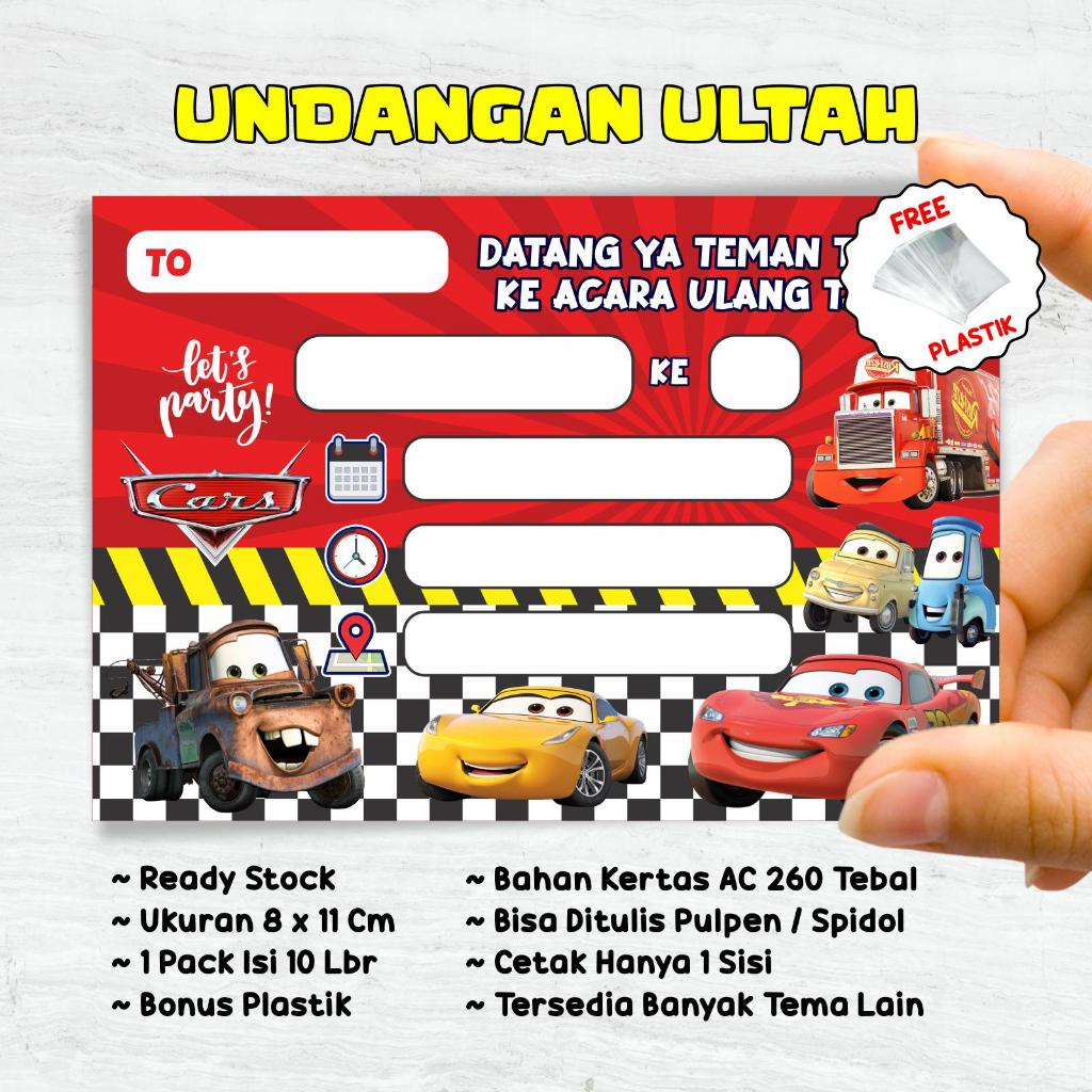 Jual Undangan Ulang Tahun Anak Laki Laki Tema Mobil Cars Kartu Pesta ...