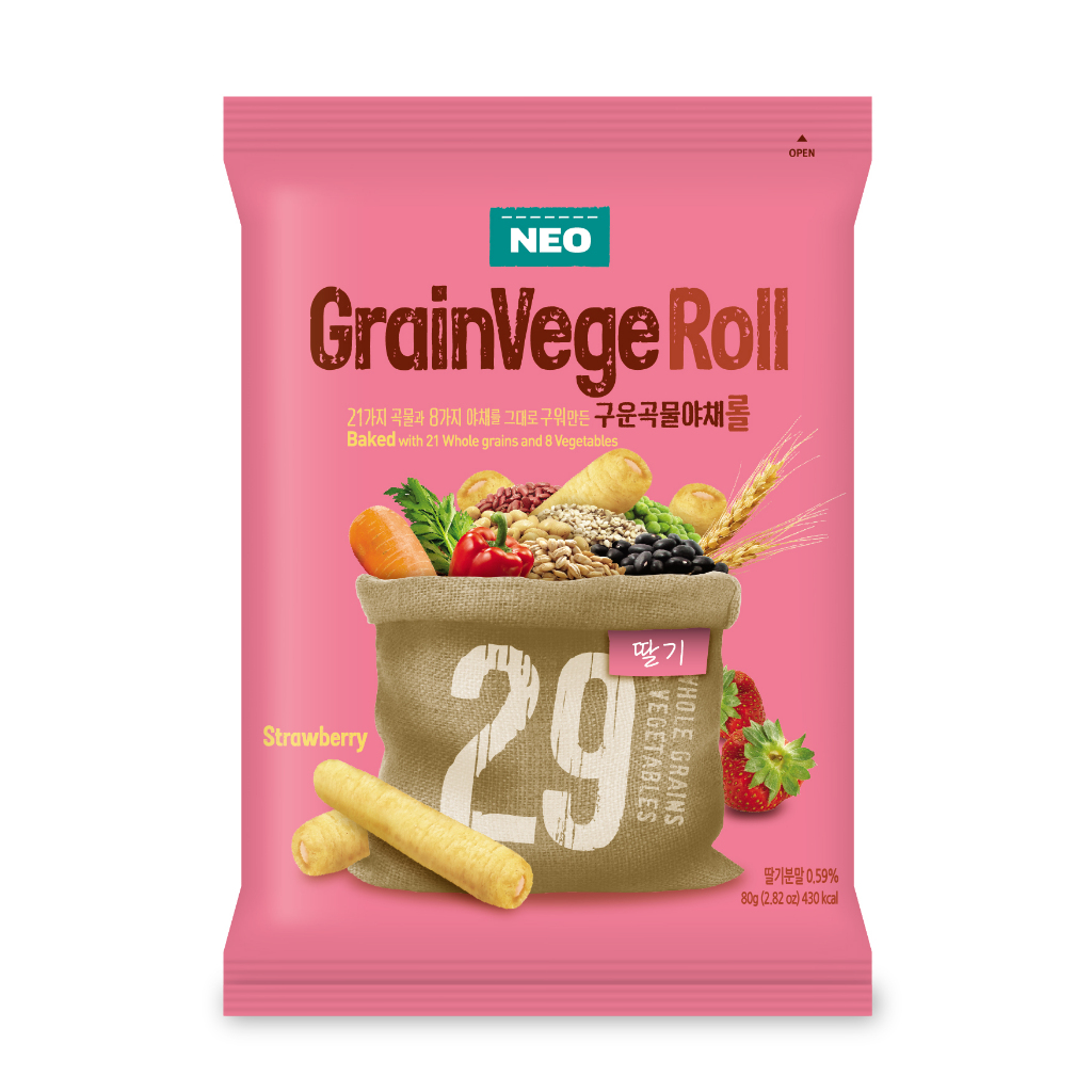 Jual Neo GrainVege Roll Strawberry 80gr Snack Gandum Korea Rasa ...