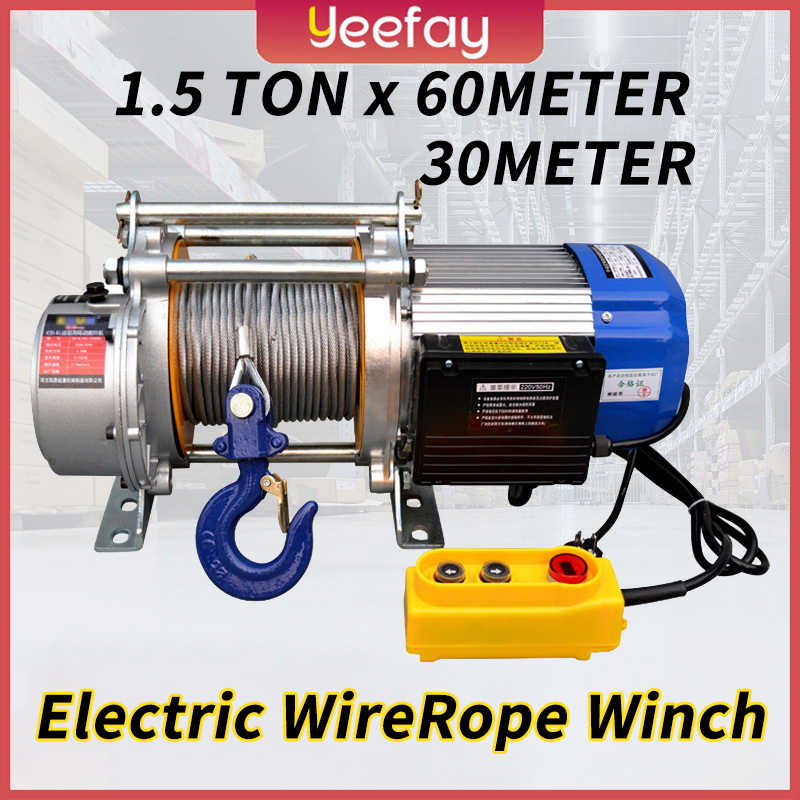 Jual Ready stock Electric Wire Rope Winch Hoist 1.5 Ton x 30 Meter 1.5 ...