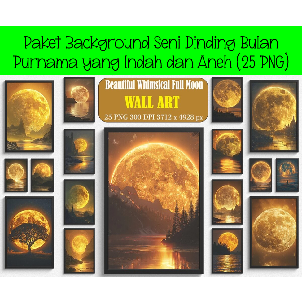 Jual Paket Background Seni Dinding Bulan Purnama yang Indah dan Aneh ...