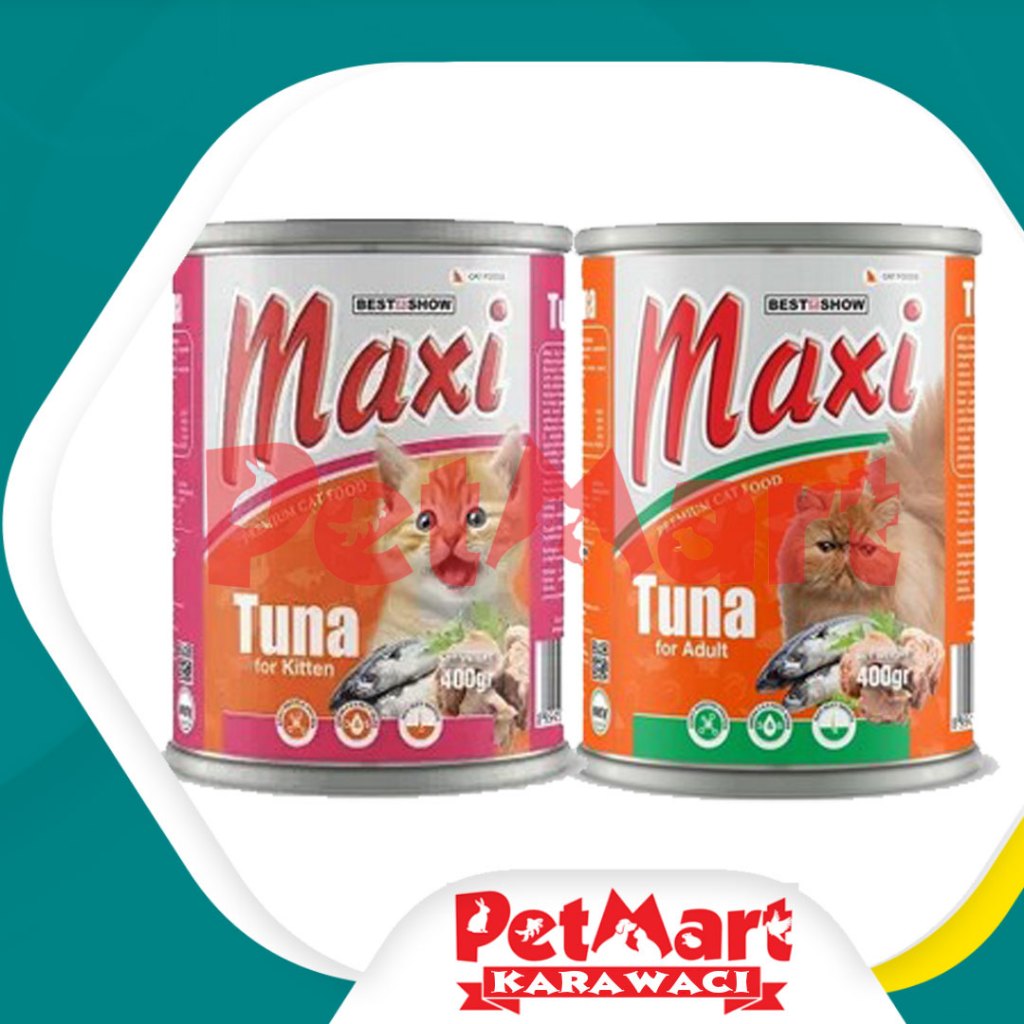Jual MAKANAN KUCING MAXI CAT KALENG 400GR (KITTEN / ADULT TUNA) WET