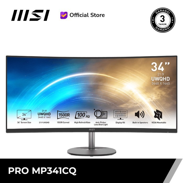 Jual Monitor Curved MSI PRO MP341CQ 34inch UWQHD 100Hz HDR VA FreeSync ...