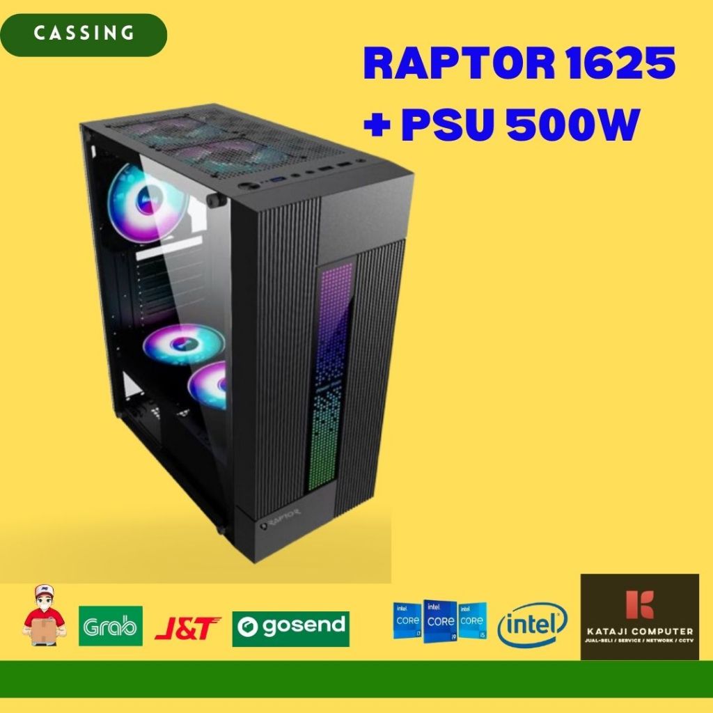 Jual CASING PC 3 POWER UP GAMING RAPTOR 1625 BLACK + PSU 500W / NO FAN ...