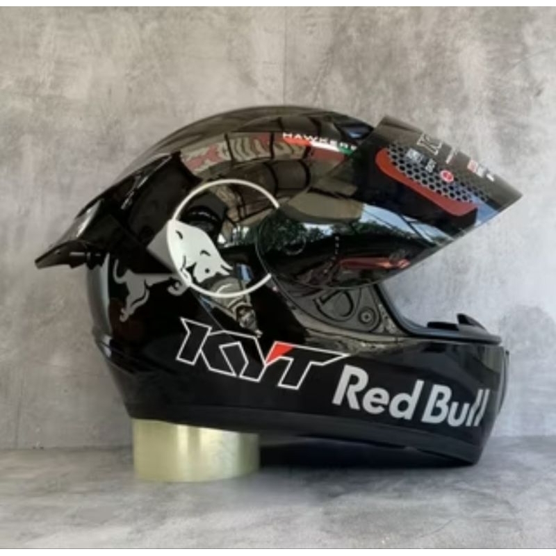 Helm Full Face KYT R-10 Solid Black doft Modif Paket Ganteng Visor Iridium