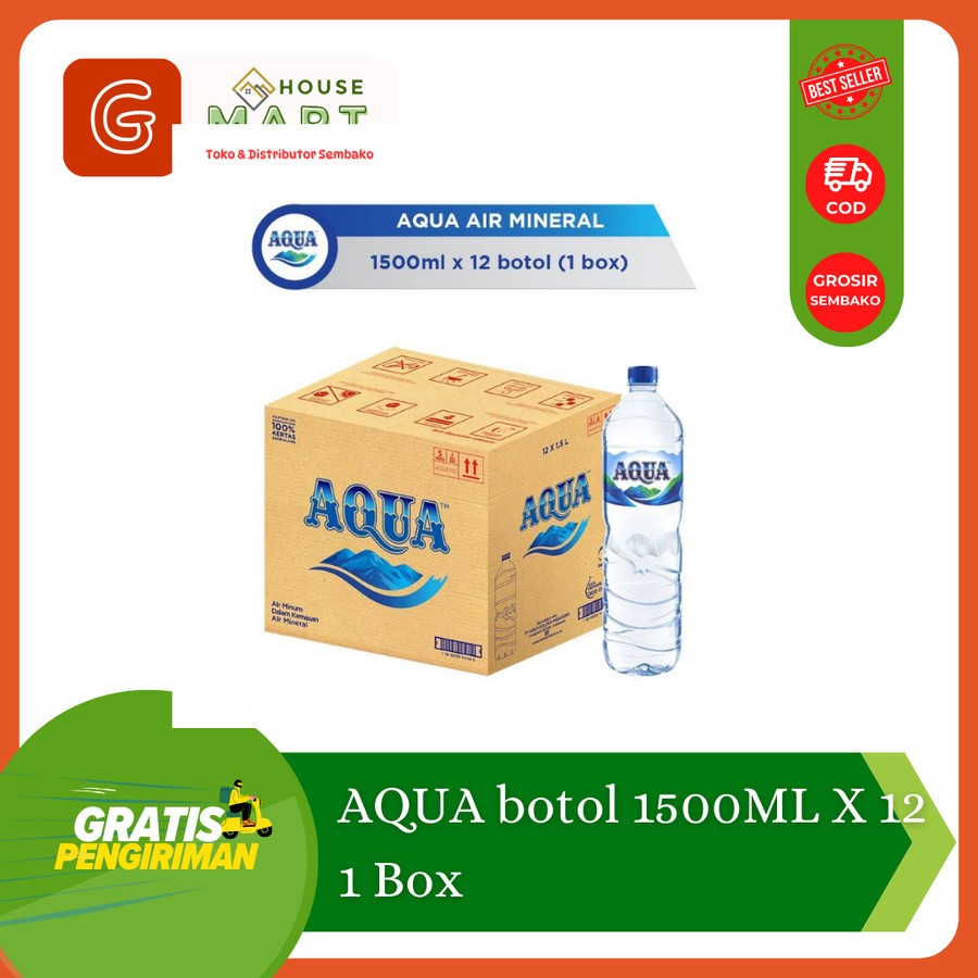 Jual AQUA BOTOL 1500 ML 1 DUS (12 BOTOL) / Air Minum Dalam Kemasan ...