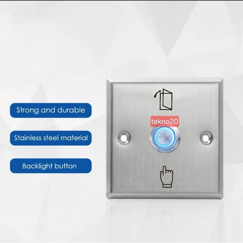 Jual Switch Exit Button Stainless Led 86*86mm 12V / Sensor Opener ...
