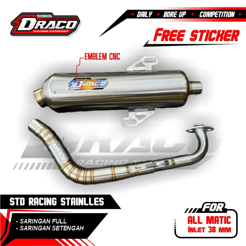 Jual Knalpot std Racing Draco stainlles inlet 38 AEROX NEW VARIO 125 ...