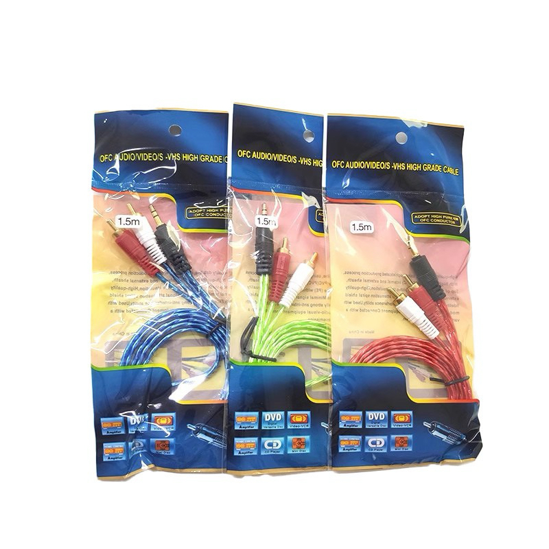 Jual Kabel Audio 2 RCA To Jack Mini Stereo Transparan Kabel Aux 2 in 1 ...