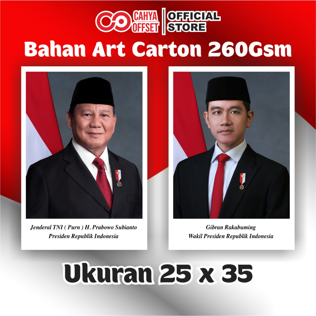 Jual 5.5 COD Poster Foto Presiden dan Wakil Presiden Prabowo Gibran