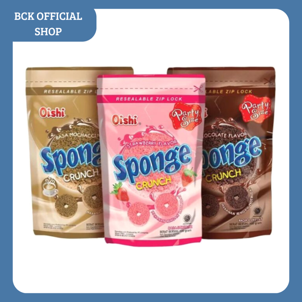Jual Oishi Sponge Crunch Varian Rasa Kemasan Pouch 100gr Rasa Stroberi ...