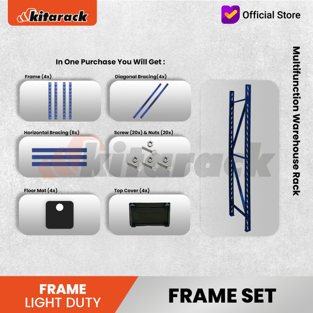 Jual Frame Rak Gudang Besi 300Kg Tinggi 2.5 Meter - Frame / Tiang ...
