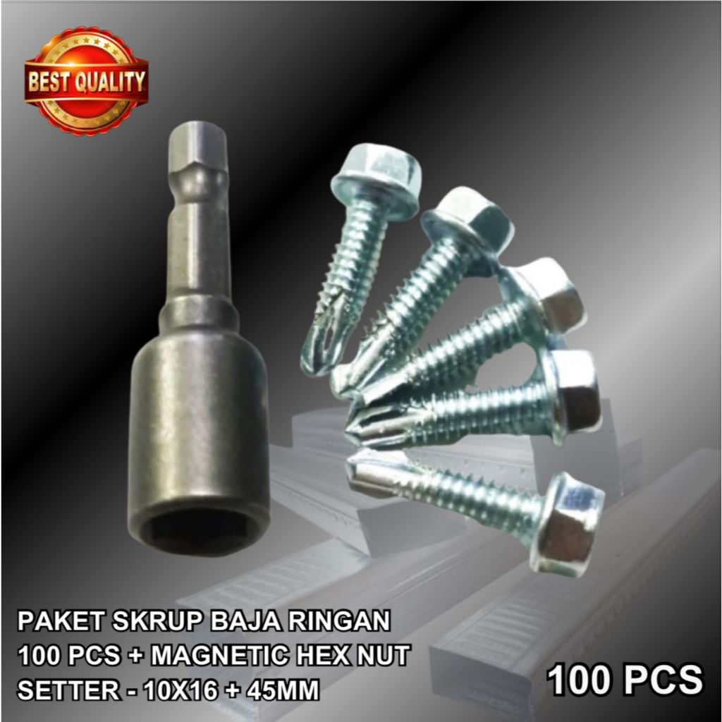 Jual Paket Skrup/Sekrup Baja Ringan/Roofing 10x16 100pcs + Mata Roofing ...
