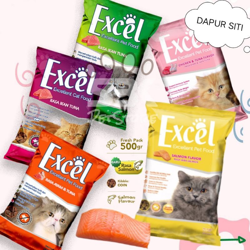 Jual PAKAN KUCING EXCEL PET FOOD 500 GRAM | Shopee Indonesia