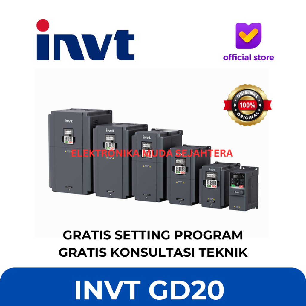 Jual Inverter INVT 55KW 75HP 380V 3Phase VFD Variable Frequency Drive ...