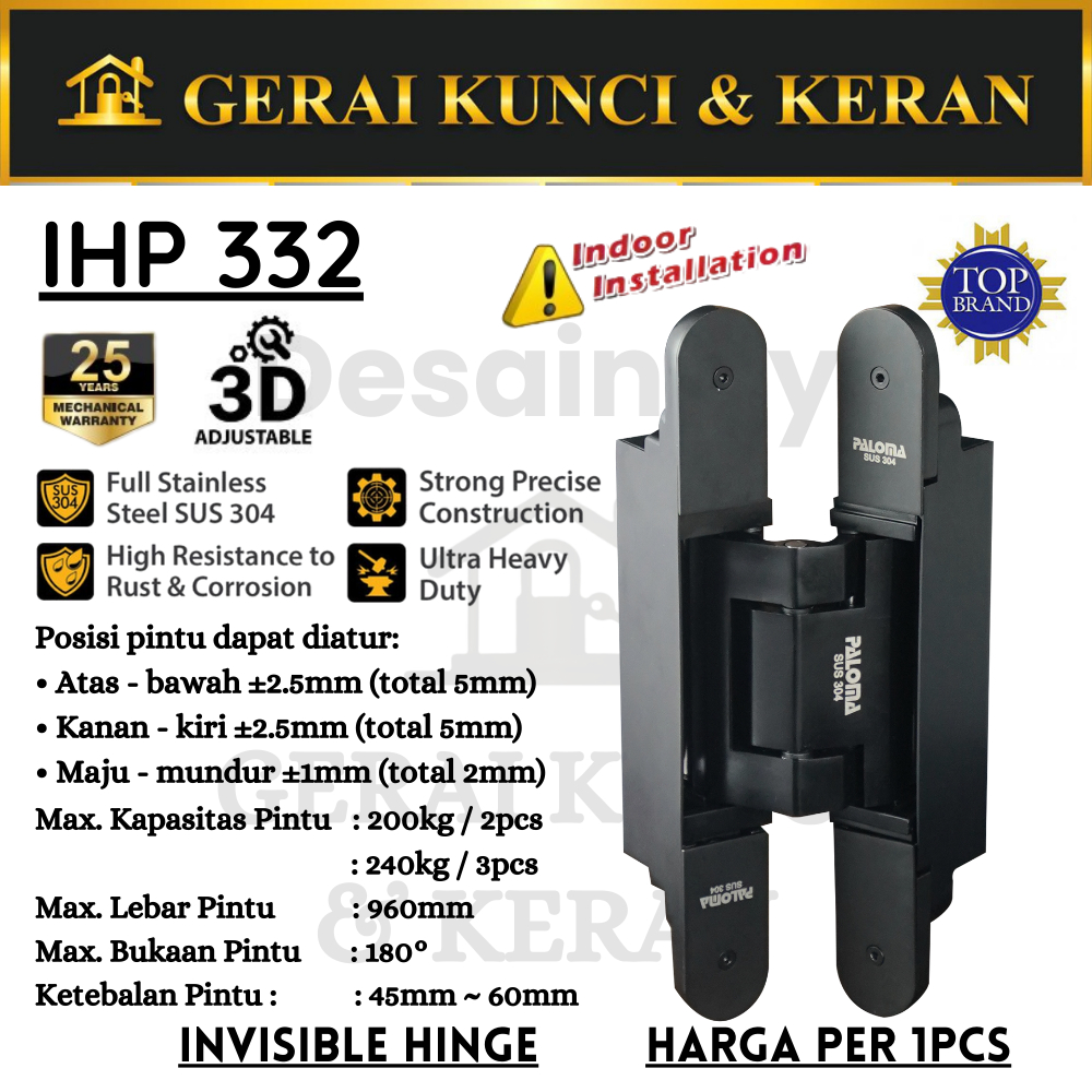 Jual Paloma Ihp Engsel Tanam Pintu Invisible Concealed Hinge Pintu