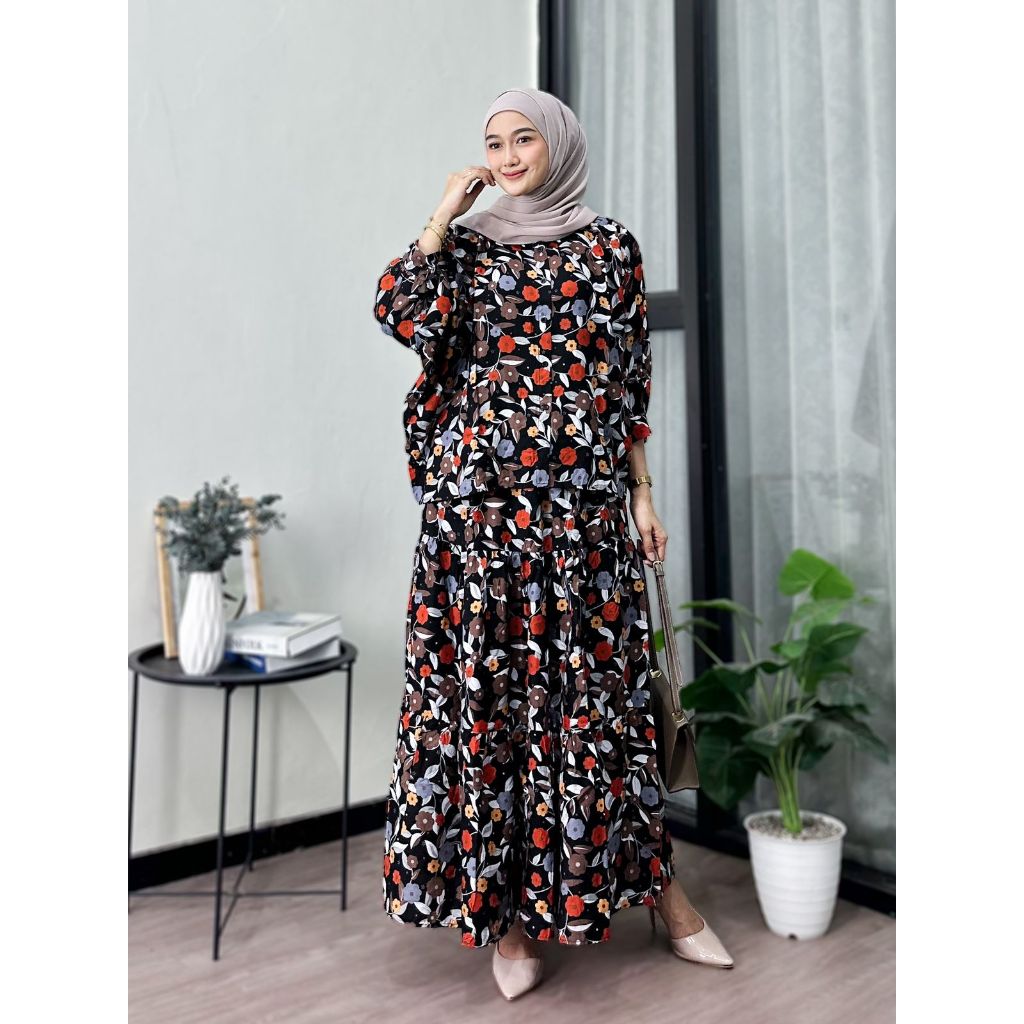 Jual Oneset Rok terbaru Fashion Muslimah wanita Rayon motif kekinian ...