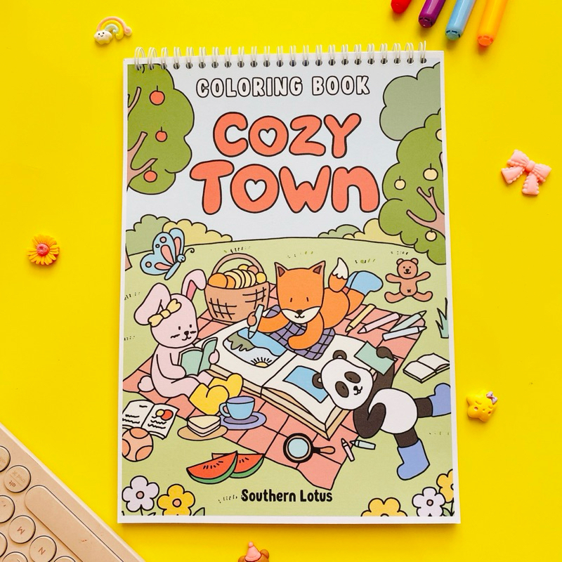 Jual Cozy Town Coloring Book - Buku Mewarnai Seru Cocok Untuk Dewasa