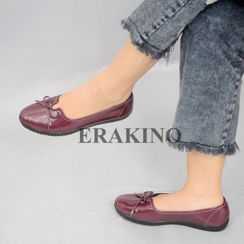 Jual FLATSHOES WANITA GLOSSY SEPATU FLAT BALET PREMIUM MOTIF PITA | Shopee Indonesia