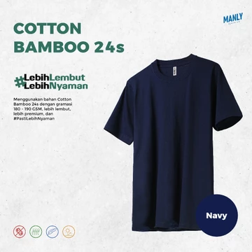 S XXL 3XL ANTI BAKTERI Kaos Polos Katun Bambu 24S Kaos Polos Cotton Bamboo