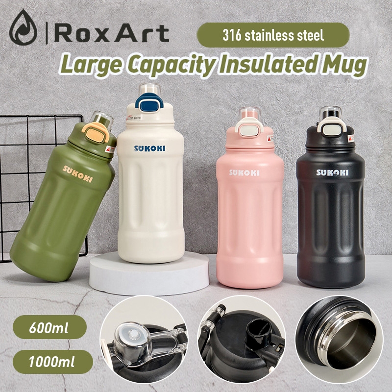 Roxart 1000ml Botol Minum Tumbler Stainless Steel 316 Thermos Flask Double  Vacuum Insulated
