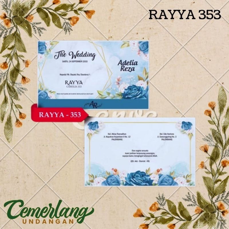 Jual Blangko Undangan atau Kertas Undangan Pernikahan Rayya 353 Harga ...