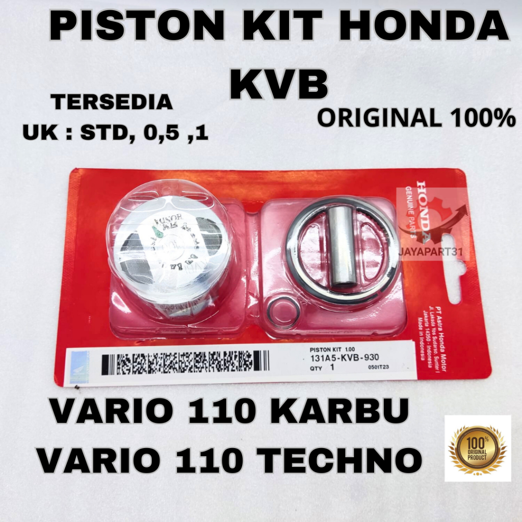 Jual PISTON KIT HONDA KVB ASLI ORIGINAL AHM VARIO 110 KARBU, VARIO 110 ...