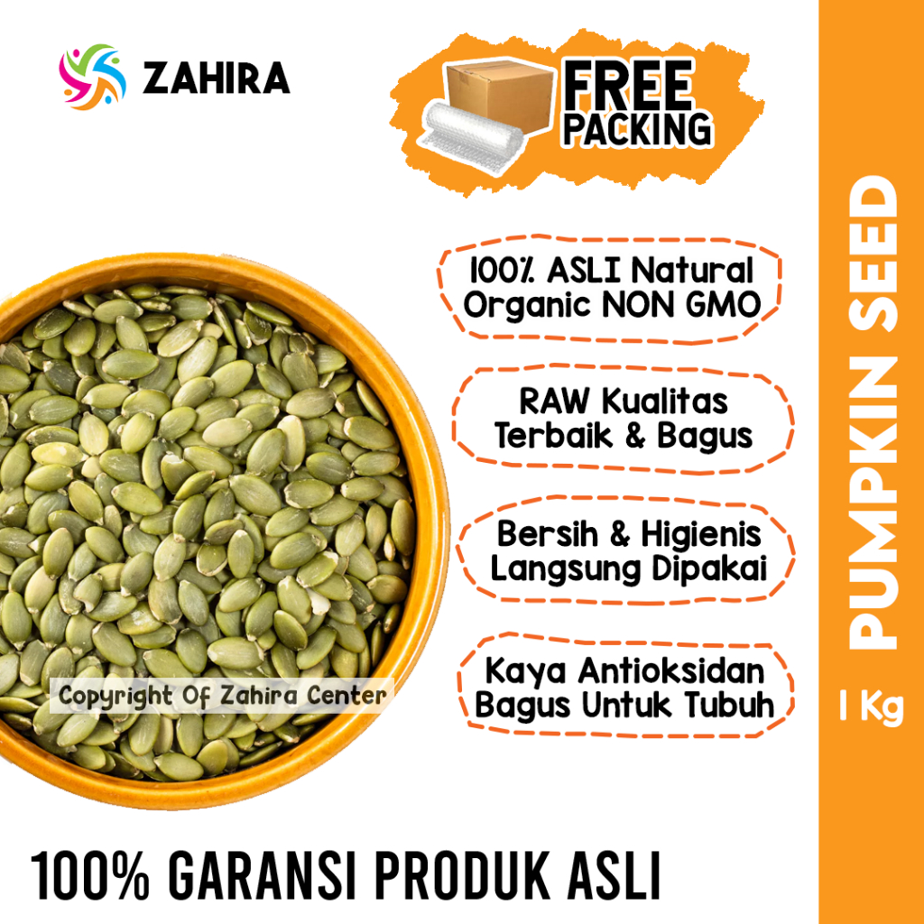 Jual PUMPKIN SEED 1KG Organic Biji Labu RAW Kualitas Premium Kaya ...