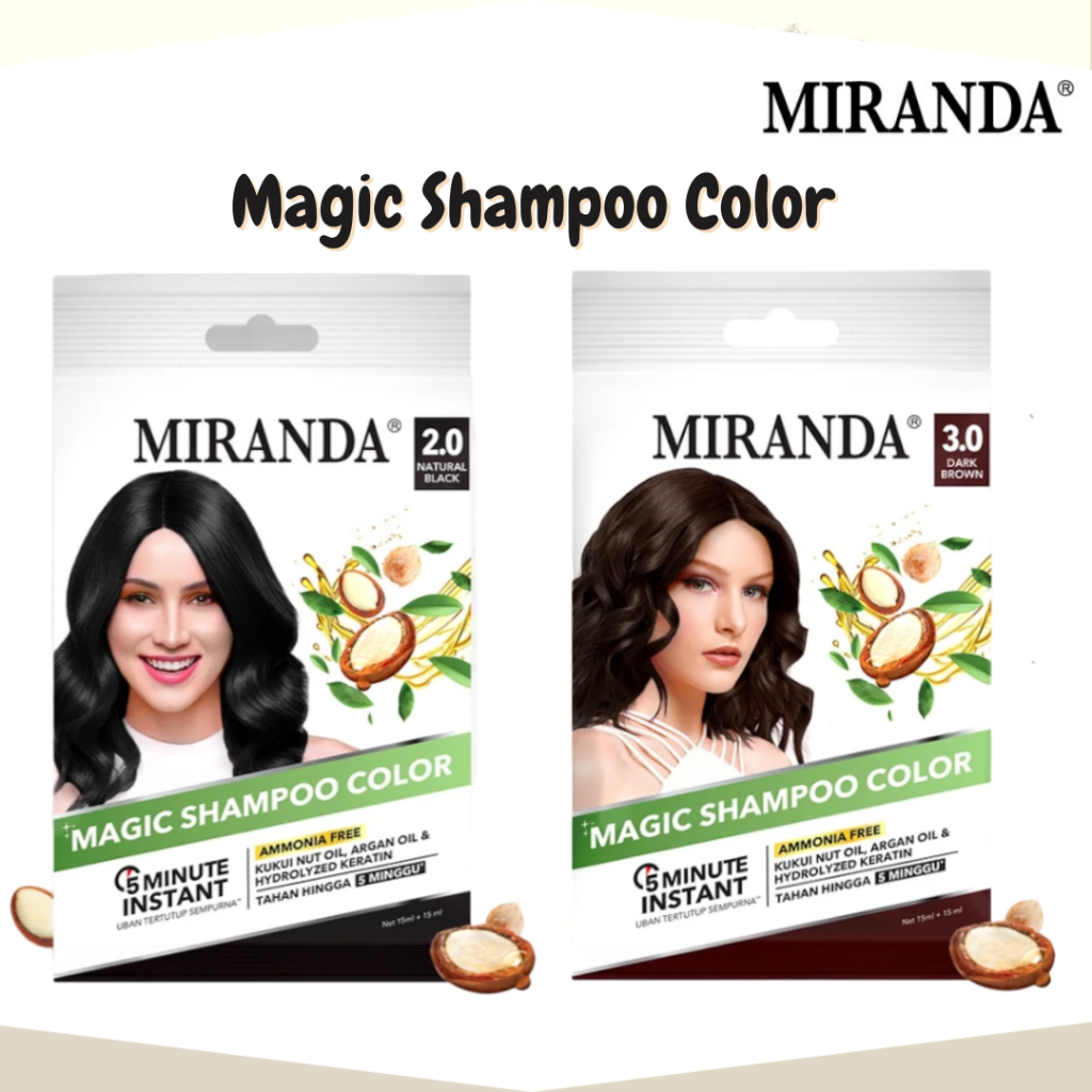Jual Miranda Magic Hair Color Shampoo 15ml+15ml | Shopee Indonesia
