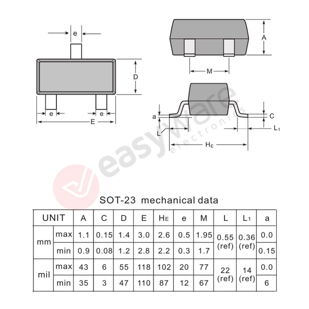 Transistor Mosfet SMD 3401 / AO3401 - SOT-23, 30V / 4.2A, Neuf Sous Blister