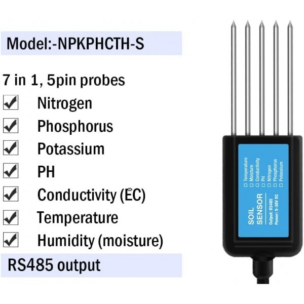 Jual 7-in-1 Soil Nitrogen Phosphorus Potassium PH Conductivity EC ...