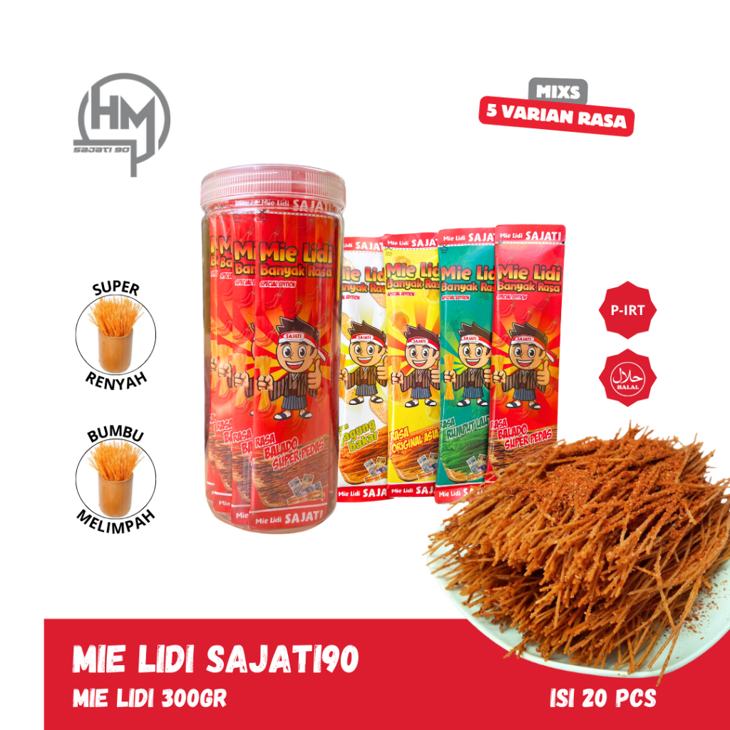 Jual SAJATI Mie Lidi Sajati 5 Rasa dalam 1 Toples - 20 Pcs Camilan ...