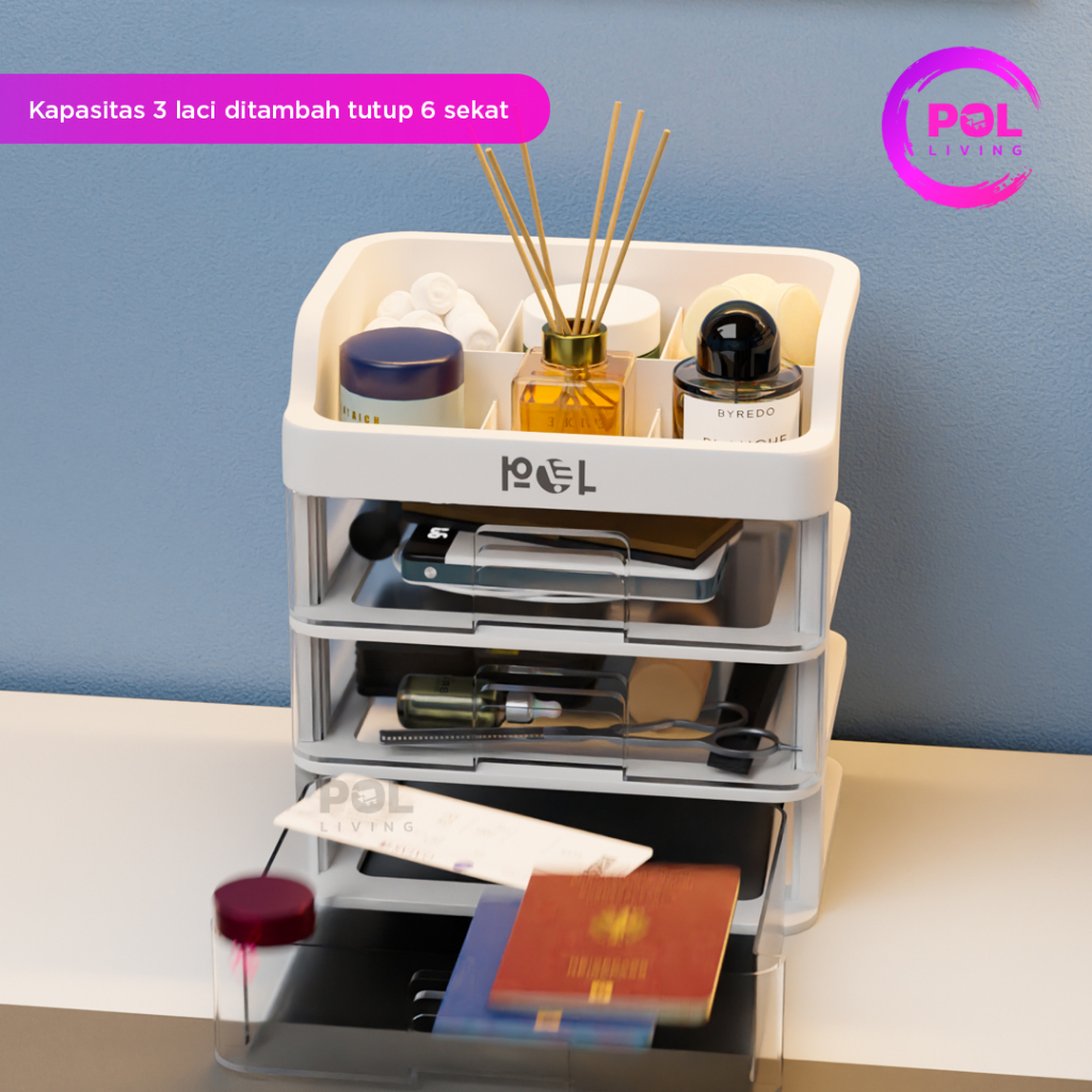 Jual POL - Rak Make Up Organizer Plastik 3 Susun | Shopee Indonesia