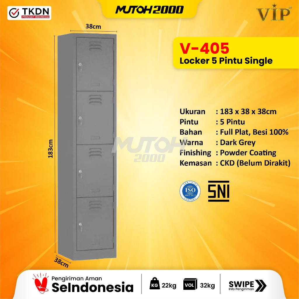 Jual TKDN VIP Loker 5 pintu locker besi 5 Pintu Single Full Plat VIP V ...