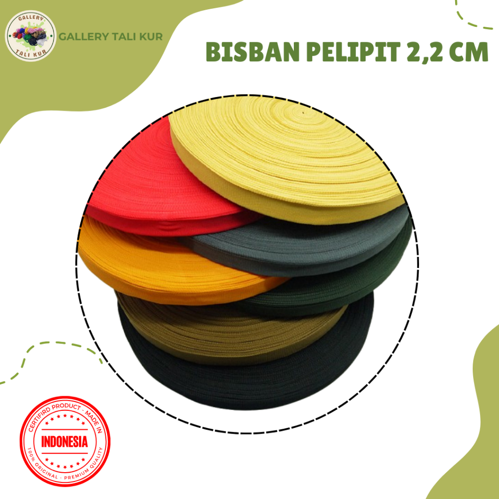 Jual Tali Webbing PCR 2,2 cm x 90 Meter | Webbing Bisban Pelipit Warna ...