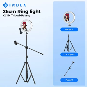 INBEX Ring Light Tripod Ukuran Besar 45cm 26cm Lampu Konten Kreator With 3 Holder HP