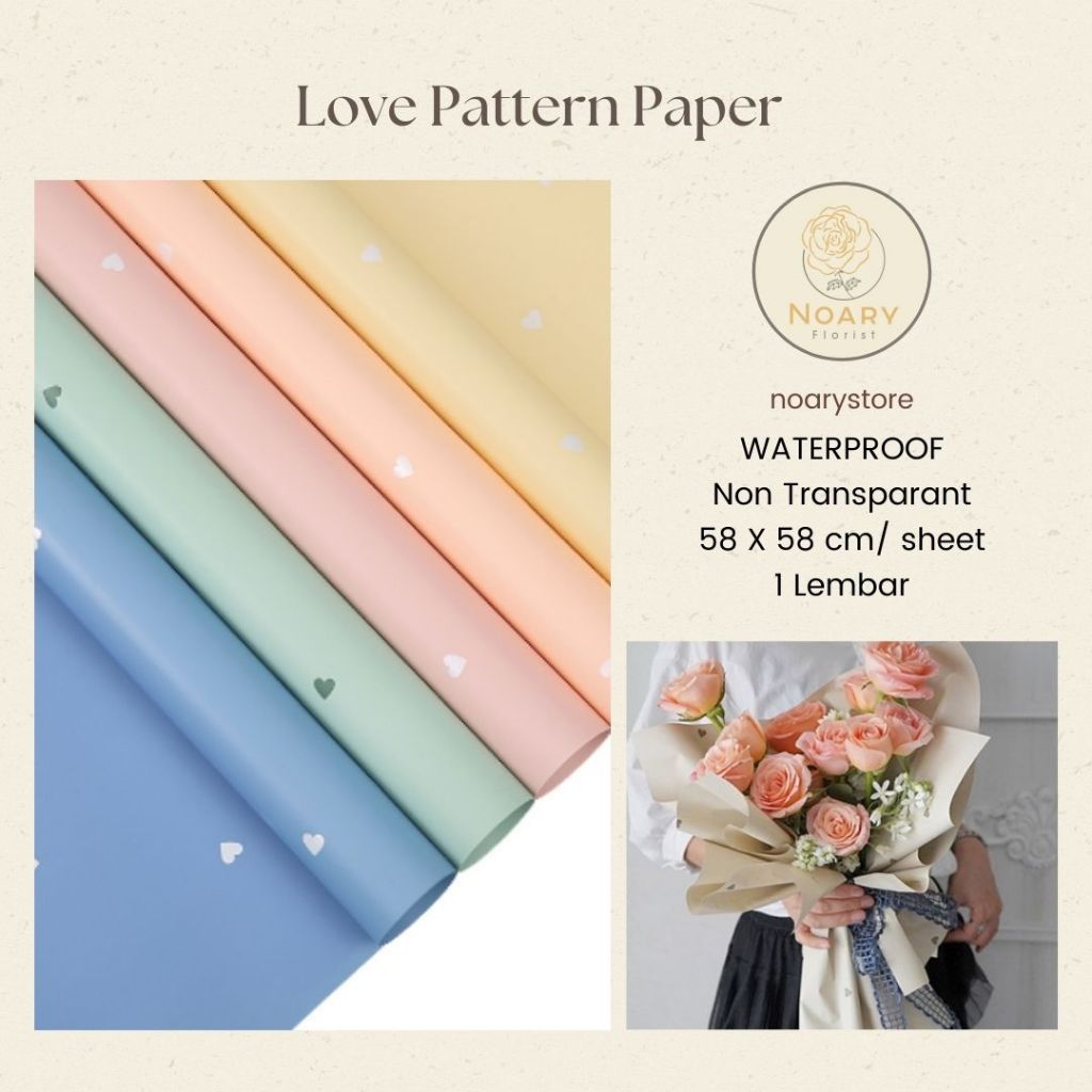 Jual LOVE PATTERN PAPER / Flower Wrapping / Cellophane / Wrap / Kertas ...