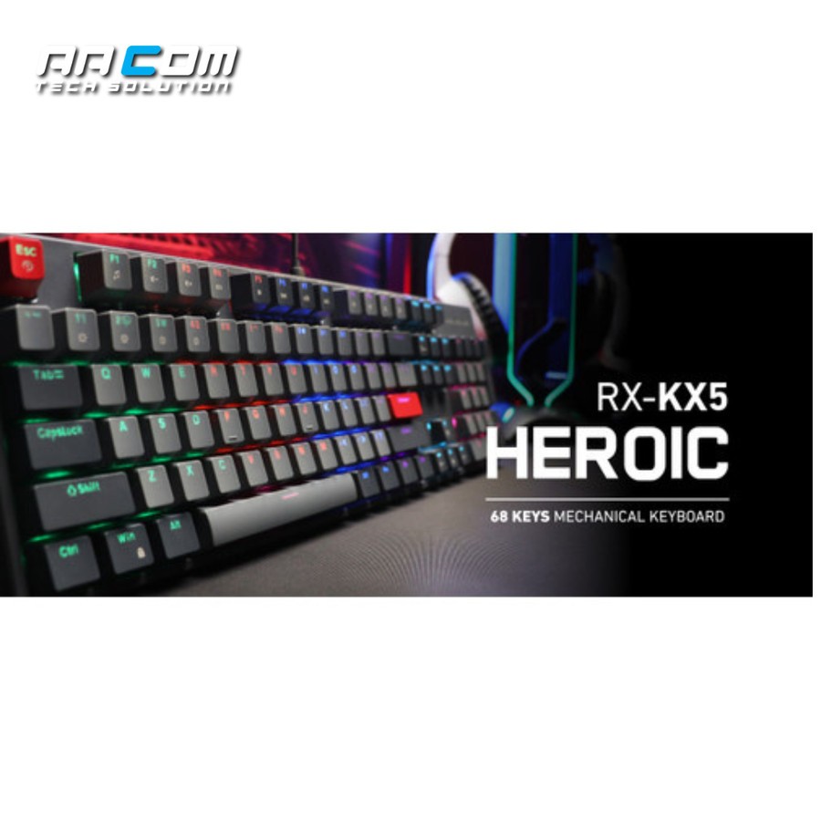 Jual Rexus Heroic KX5 Mechanical Gaming Keyboard Full Size RX-KX5 KX-5 ...