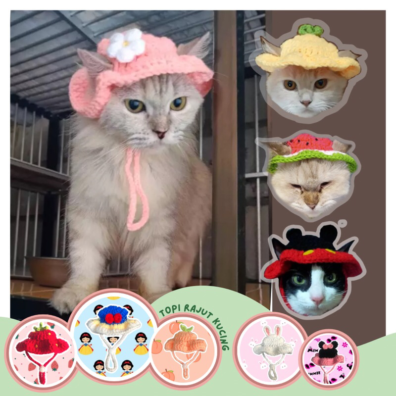 Jual CUSTOM BUCKET HAT UNTUK KUCING TOPI RAJUT KUCING LUCU CUSTOM TOPI ...