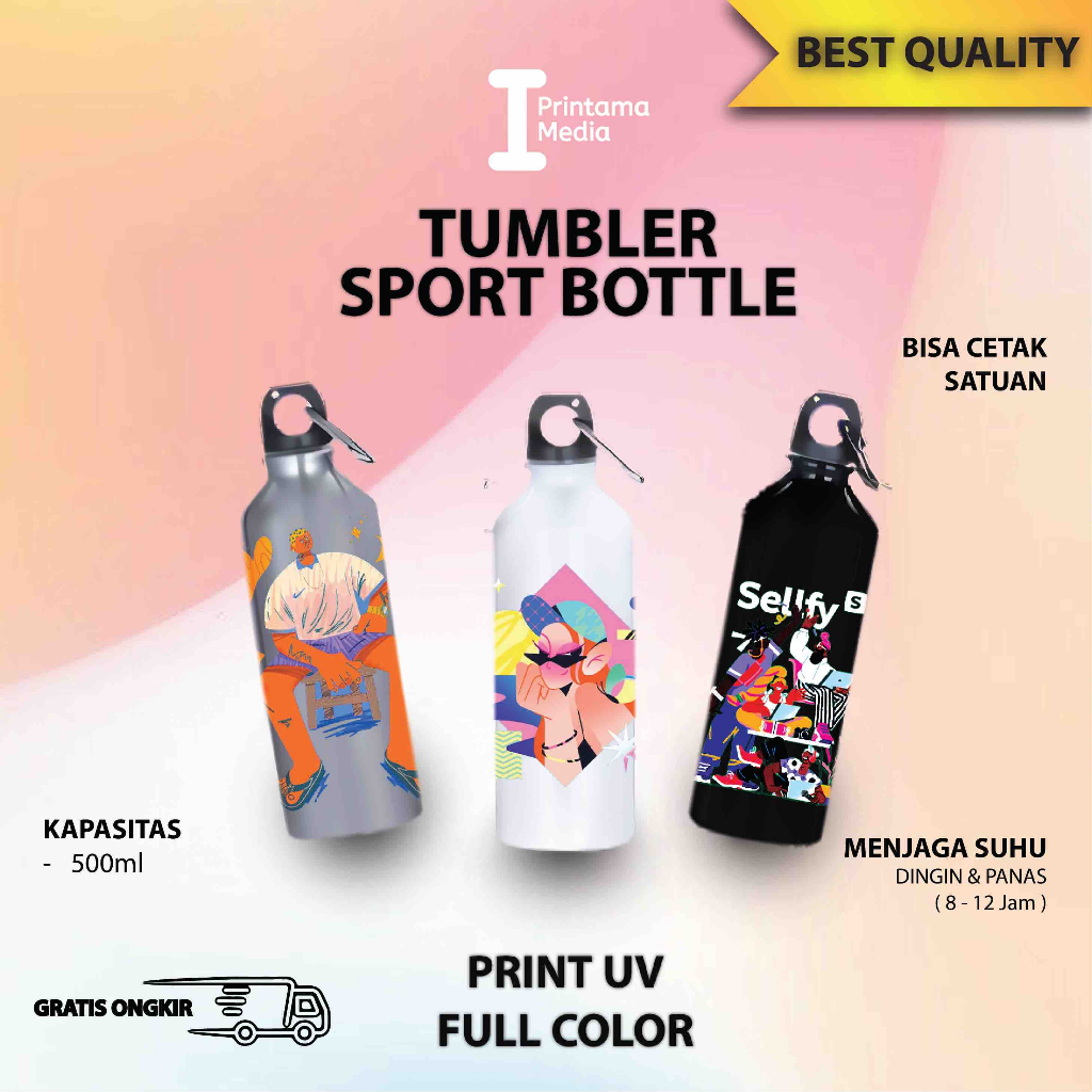 Jual Custom Botol Minum Sport 500ml Print UV Full Color | Shopee Indonesia