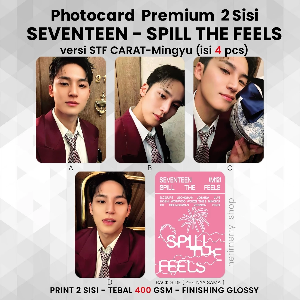 Photocard SEVENTEEN SPILL THE FEELS Premium Dua Sisi untuk Koleksi dan Penggemar