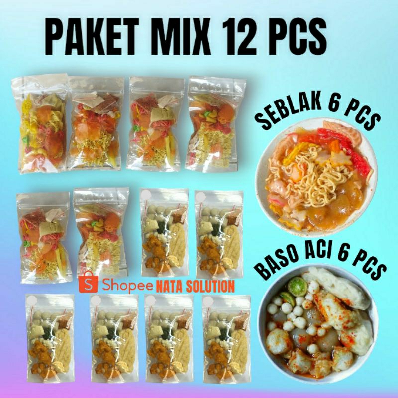 Jual 12 Bungkus Mix Baso Aci isi 6 pcs X Seblak Instan isi 6 pcs